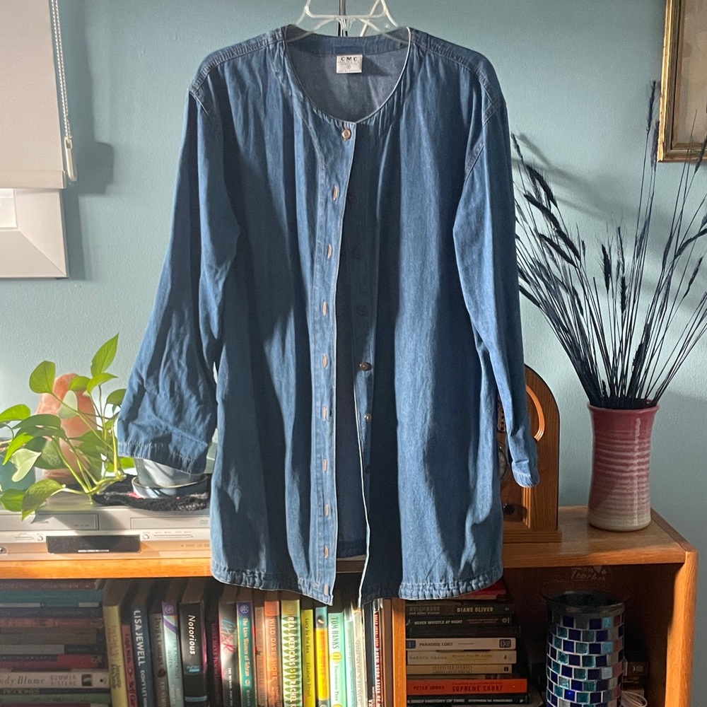 Color Me Cotton DENIM BUTTON-FRONT SHIRT JACKET